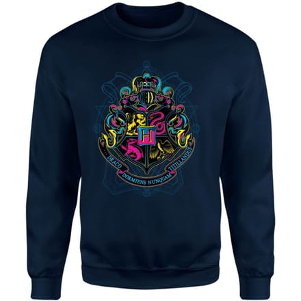 Harry Potter Hogwarts Neon Crest Sweatshirt - Navy - S