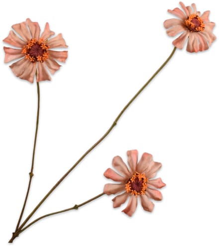 Silk-ka - Kunstbloem - zinnia - roze - H64 cm - 2 stuks