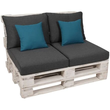 GO-DE TEXTIL Palletkussenset (Antraciet/blauw)