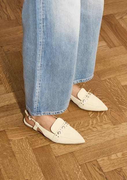 Manfield - Dames - Gele suède slingbacks - Maat 37