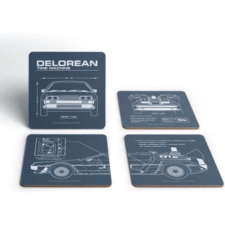Back To The Future Delorean Schematic Onderzetters (Set van 4)