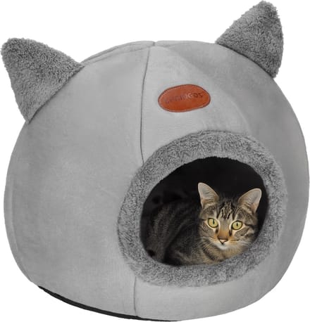 Springos Kattenmand - Kattenhuis - Bed - Kussen - 27 x 31 x 36 cm - Grijs
