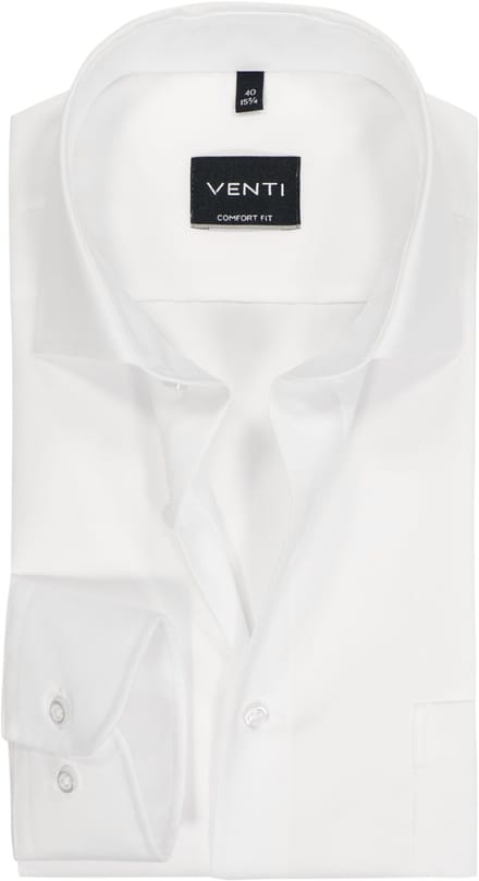 VENTI CASA MODA comfort fit overhemd - structuur - wit - Strijkvrij - Boordmaat: 41