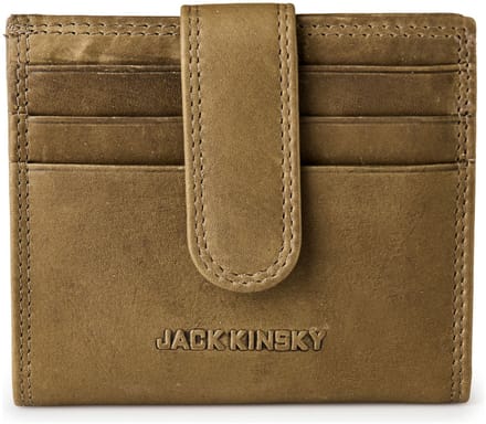 Jack Kinsky Aruba Portemonnee RFID-bescherming Leer 10 cm - Jongens - Horizontaal - oliv