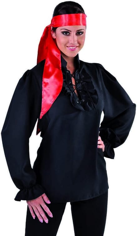 Piratenblouse dames zwart - Maat 46/48