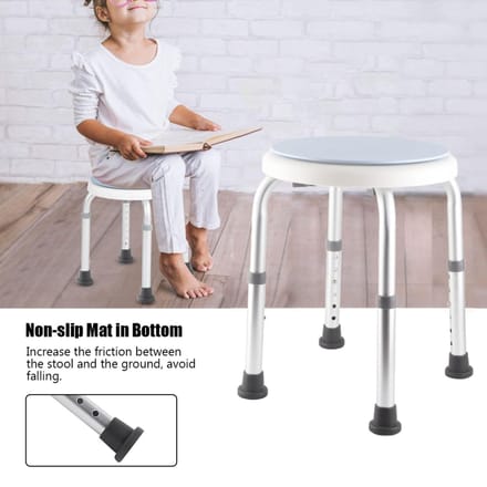 Verstelbare Ronde Bad Douche Kruk Aluminium Legering Draaibaar Zitting 360 graden Roterend Veiligheidsstoel gray