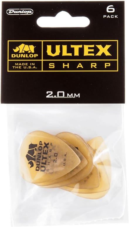 Jim Dunlop Ultex - Plectrums - Sharp - Player's Pack 6 Stuks - 2,00 mm