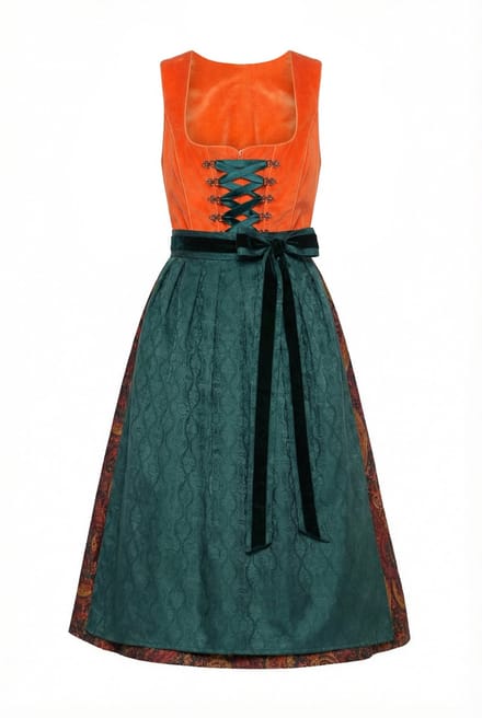 Ulla Popken - Dames - Dirndl suèdelook carree hals vetersluiting - Roest - Maat 42