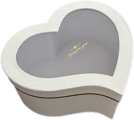 Luxe Hartvormige Doos met Transparant Deksel - S: 24.5x21x10cm - Wit - Cadeaudoos - Geschenkdoos