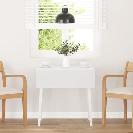 vidaXL - Eettafel - massief - hout - wit - rubber