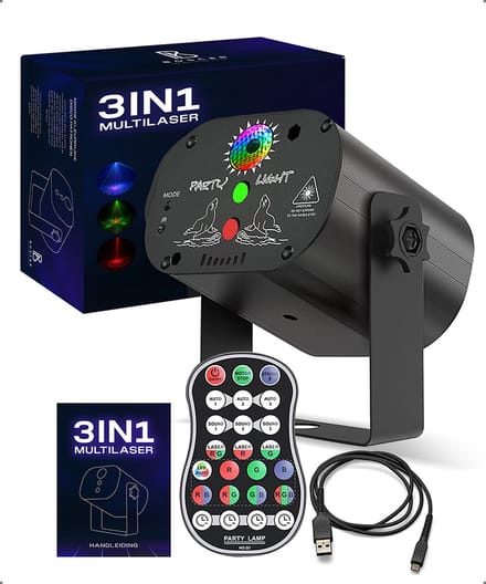 Boscer Disco Laser | 3 in 1 Multilaser | Stroboscoop & Parscoop effect | LED Disco | Party discolaser | Geluid gestuurd | Discolamp | Lichteffect