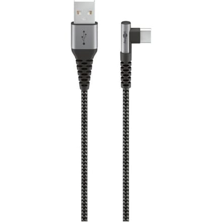 Goobay USB-C haaks (links/rechts) naar USB-A kabel - USB2.0 - tot 3A / nylon - 2 meter