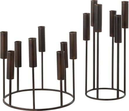 J-Line kandelaar Pierre - ijzer - zwart - 2 stuks