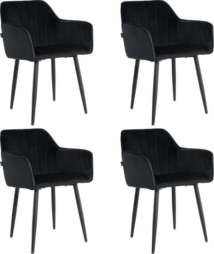Lina® Rio Eetkamerstoelen - Zwart - Set van 4 - Velvet