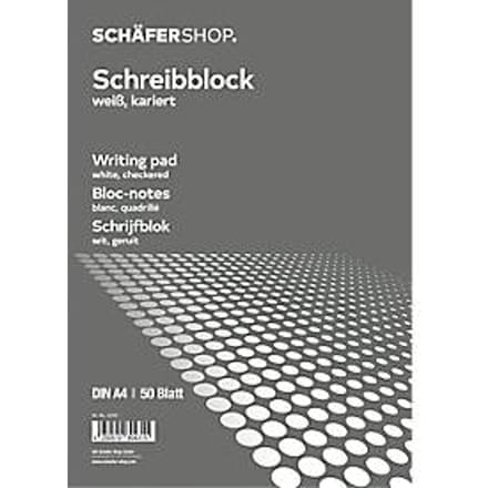 Schäfer Shop Pure  briefblok CLIP, A4, geruit, 10 stuks, wit