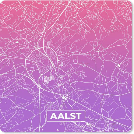 Muismat 20x20 cm - Mousepad Stadskaart - Aalst - Paars - Roze - Muismatten