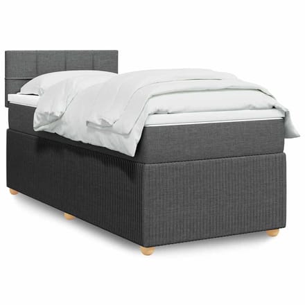 vidaXL - Boxspring - met - matras - stof - donkergrijs - 100x200 - cm