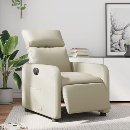 vidaXL - Fauteuil - elektrisch - verstelbaar - kunstleer - crèmekleurig