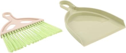 Bureaubezem Stofblik Set - Mini Handveger - Bureau Reinigen - Ruimtebesparend Ontwerp - 20.5 cm - Groen