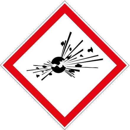 GHS01 explosieve stoffen bord | gecoat dibond materiaal | 20 x 20 cm