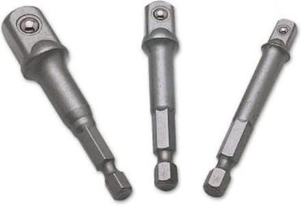 VERLENGSTUKSET DOPSLEUTELS LASER 3-DELIG 1/4'' 3/8'' 1/2''