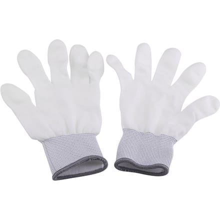 1 Paire Gants Antistatiques Antidérapants Partie Doigts Enduite PU (L) white