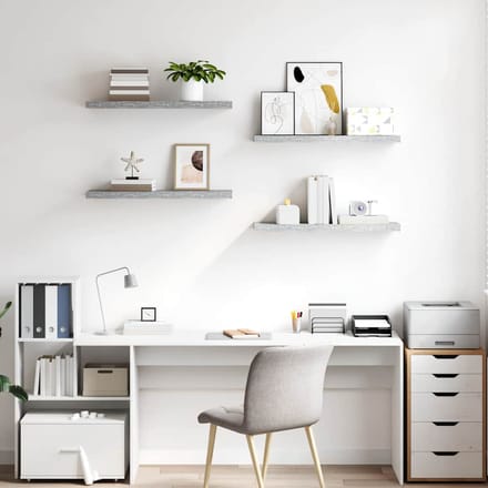 vidaXL - Wandschappen - zwevend - 4 - st - 80x23,5x3,8 - cm - MDF - betongrijs