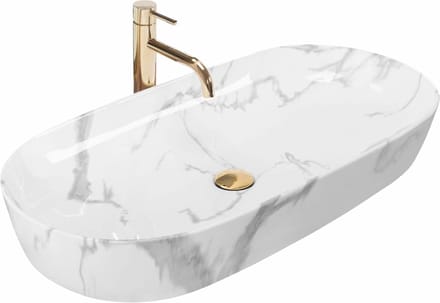 Rea Cleo 81 Marmo Shiny Opzetwastafel Steen Imitatie 81x41 cm