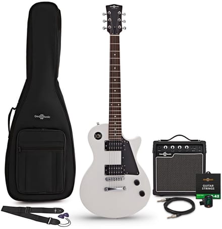 New Jersey Electric Guitar White, 10W Guitar Amp & Accessory Pack