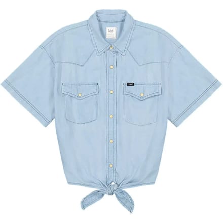 Lee Western Cropped Overhemd Met Korte Mouwen Blauw M Vrouw