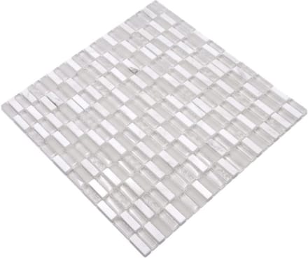 Mozaïek Tegels - Glas Natuursteen - Wand Decoratie - Matte Afwerking - 31x32 cm - Wit