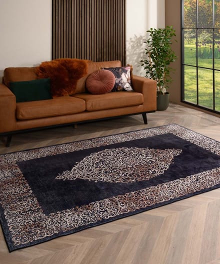 Wasbare loper - Silas antraciet 80x250