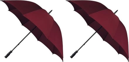 2x Golf stormparaplus bordeaux rood windproof 130 cm - Stormproof paraplus