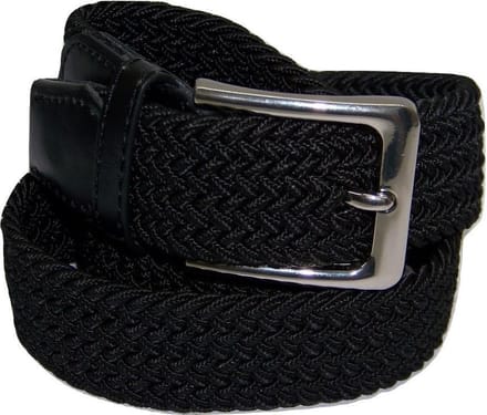 Zwart - Elastische Comfort Riem - maat85 cm - Gevlochten - 100% Elastisch - Nikkelvrije Gesp