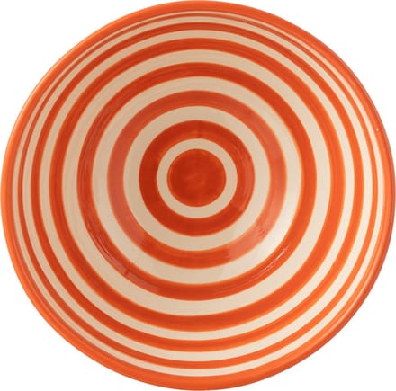 J-Line kom Granada Stripes High - keramiek - wit/oranje - large - Ø 28 cm