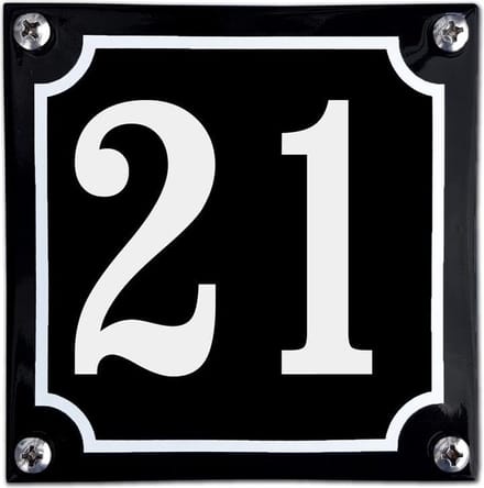 Zwart emaille huisnummer  - 21