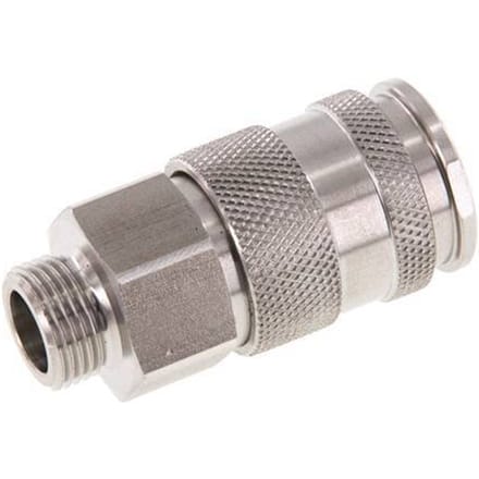 RVS DN 10 Luchtkoppeling Snelkoppeling G 3/8 inch Buitendraad - CLS10-M-S-P-038