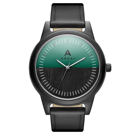 Arbor | Groen horloge van esdoornhout met twee­kleurige wijzerplaat