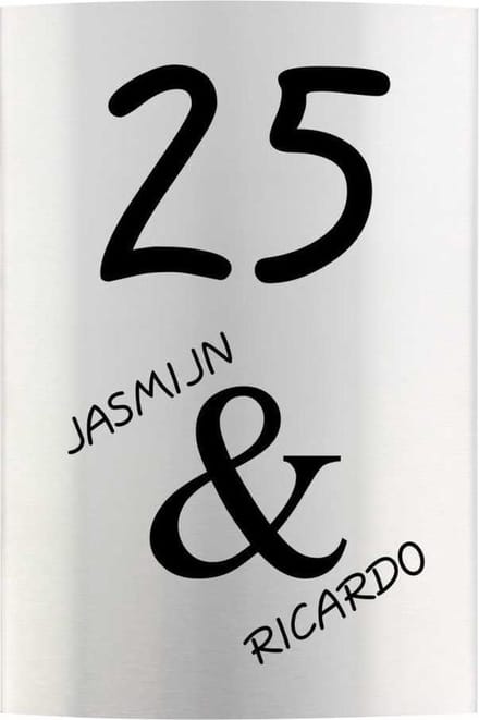 RVS naambord gebogen 15 x 25 cm