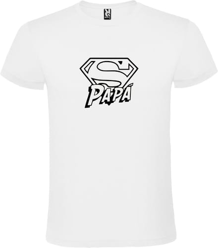Wit T-shirt ‘Super Papa’ Zwart Maat S