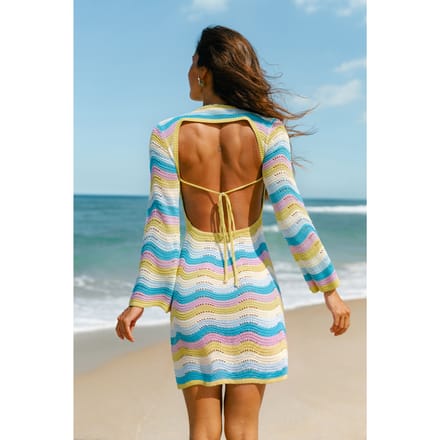 Gentle Tide Chevron Cover-Up Minijurk