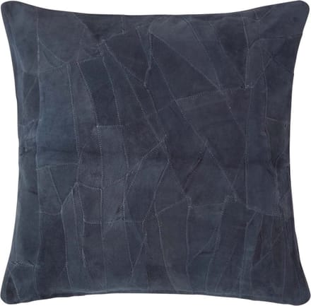 Homescapes patchwork leren kussen donkerblauw, 45x45 cm