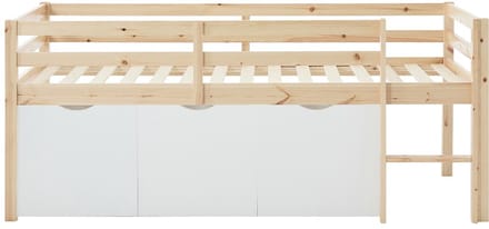 Vente-unique Halfhoogslaper hout natuurlijk licht, wit 90 x 190 cm
