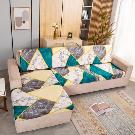 Housses de canapé élastiques pour salon, housse de siège de canapé imprimée en forme de L, housse de coussin de chaise, protection de meubles Normal Size1(S)-1pc blue