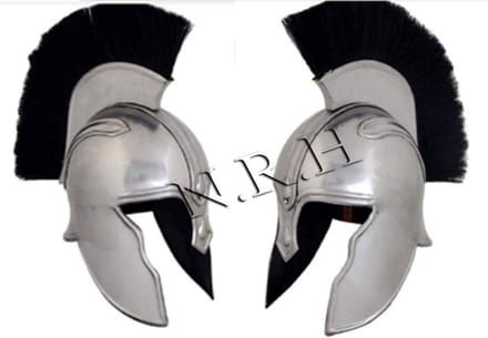 Replica Middeleeuwse Helm Achilles Troy met Zwarte Pluim voor Kostuum