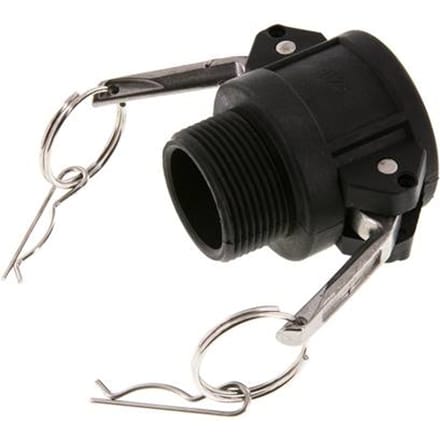 Camlock DN 32 (1 1/4'') Koppeling PolypropyleenR 1 1/4'' met buitendraad Type B MIL-C-27487
