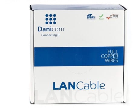 DANICOM CAT8 S/FTP 50 meter kabel op rol stug - LSZH (Dca) - Trekdoos - Internetkabel - Netwerkkabel - UTP kabel
