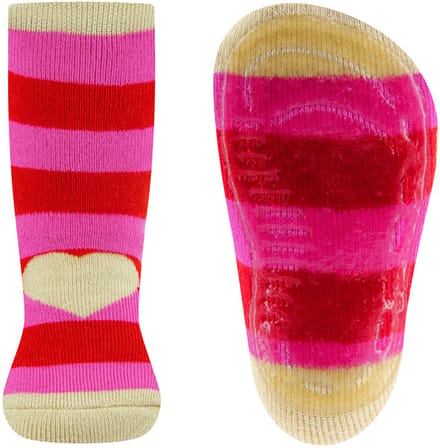 Antislipsokken Ewers - Strepen Cremekleurig & Roze & Rood met Hartje - Siliconenzool-39/42