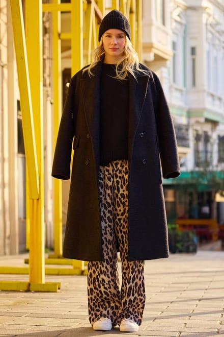 Touché Privé - Broek met luipaardprint en elastische taille - Luipaard - Dames