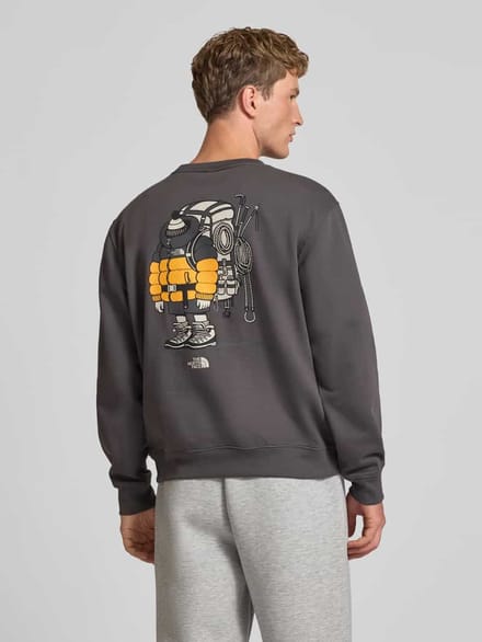 relaxed fit sweatshirt van katoenmix met labeldetail